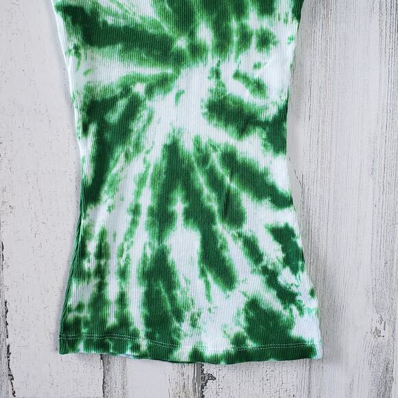 Point Sportswear Green Simple Spiral Tie Dye Ribbed Tank Top Women's Size Large - Picture 3 of 5